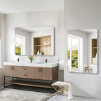 48x36 Inch Silver Bathroom Mirror, Large Rectangular Vanity Mirror, Metal Framed Rectangle Mirrors, Rounded Corner Wall Mounted Mirrors for Living Room Bedroom Entryway Horizontal or Vertical