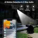 HUEVUE 4G LTE Cellular Security Camera Wireless Outdoor, 2K No WiFi Security Cellular Camera Solar Powered with Color Night Vision, PIR Motion Sensor AI Tracking for Farm/RV Update