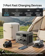 DaranEner Portable Power Station 600W (1200W Surge), 576Wh LiFePO4 Battery Backup, Solar Generator with 100W USB-C Fast Charge, Outdoor Camping RV Backup Power, Home Emergency Power Supply