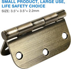 12 Pack Antique Brass Door Hinges 3.5 Inch Interior 3 1/2" Round 5/8" Radius Heavy Duty Metal Hardware Kit 3 ½" 5/8" Radius Flat Hinge for Bifold Doors Decorate Master Bedroom Storage Room
