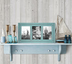 Americanflat Hinged 4x6 Triple Picture Frame with 3 Photo Openings and Polished Glass - Distressed Wood Collage Picture Frames for Tabletop and Wall Display - Hampton Collection - Turquoise Blue