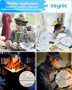 eSynic Type-C Rechargeable Magnifying Glasses Headset-Up to 13X Magnification-5 Interchangeable Lens-2 LED Lights -2 Adjustable Brightness Levels-Comfort & Fit Headband Magnifier for Reading/Jewelry