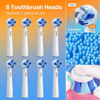 Bitvae R1 Rotating Electric Toothbrush with 8 Brush Heads for Adults and Kids, 60-Day Battery Life, 5 Modes Rechargeable Power Toothbrush with 2-Minute Smart Timer, Purple