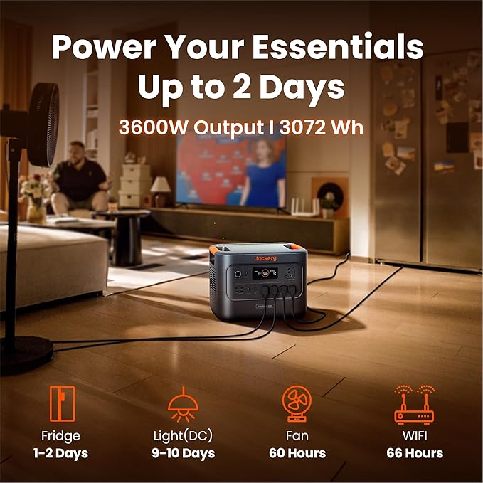 Jackery HomePower 3000 Portable Power Station with 4X 100W Prime Solar Panels, 3600W (Surge 7200W) Output, 3072Wh LFP Battery Solar Generator, Essential Backup for Home Use, RV, Emergencies