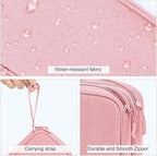FYY Electronic Organizer, Large Travel Cable Organizer Bag Pouch Electronic Accessories Carry Case Portable Waterproof Double Layers All-in-One Storage Bag for Cable, Cord, Charger, Phone, Pink