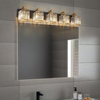 FDPBY Modern Bathroom Vanity Light 5-Lights Black Gold Crystal Wall Lamp Bathroom Modern Crystal Vanity Lighting