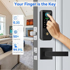 Yosimika Keyless Entry Door Lock with Handle Set,Smart Front Door Lock with Keypad Set,Keyless Entry Digital Deadbolt,Smart Deadbolt with Auto Lock,App Control, Matte Black