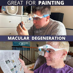 Vision Aid Magnifying Glasses with LED Light 5 Lenses Headband Case Hands Free Illuminated Optivisor Head Magnifier for Hobby Painting Close Work Jewelry Watch Repair