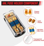 RED WOLF 2 Way Mini ANL Fuse Holder 60A 0/2/4 Gauge Input 4/8 Gauge Output Fuse Distribution Block for Car Boat Trolling Motor Marine Audio Amplifier Stereo Video System