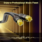 RCA Cable 30 FT, 90 Degree Right Angle 2RCA to 2RCA Stereo Audio Cable, Zinc Alloy Shell, Gold-Plated Plug, 2 RCA Audio Cord, for Home Theater, Subwoofer, HDTV, Amplifier, Hi-Fi System, Car, Speaker