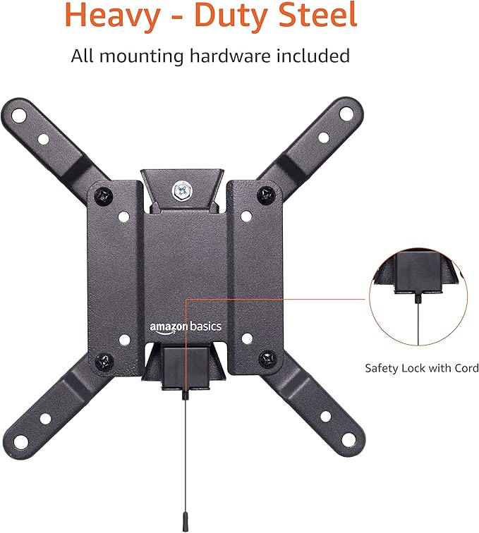 Amazon Basics Tilt TV Wall Mount fits 12-40 inch TVs and VESA 200x200, Black