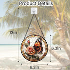 DASTOLL Stained Glass Window Hanging, Butterfly Picking Flowers Suncatcher for Doors Home Sun Catchers Decoration and Christmas, Mother's Day Birthday Gifts for Women, Men, and Mom 6.3 in