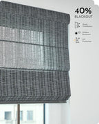 Graywind Smart Natural Roman Shades Compatible with Alexa Google Rechargeable Light Filtering Motorized Blinds with Remote Plain Fold for Doors Bedroom, Custom Size (Striped Charcoal)