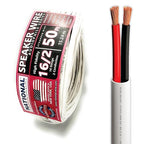 NATIONAL Wire&Cable - 16/2 Audiophile Speaker Wire (50 Feet) 16AWG Gauge - Made in USA - in Wall Audio Speaker Wire Cable/CL Rated/ETL Listed / 2 Conductors - OFC Oxygen-Free Copper, White 50ft