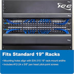 ICC 2U Ring Cable Manager Panel with Cover, Plastic with Metal Back Frame, 4" D-Rings, Horizontal Cable Management, Rackmount for 19” Network Racks, Black, 6-Pack