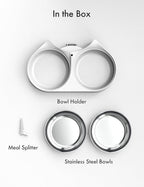 PETLIBRO Pet Food Splitter with Stainless Steel Bowls, Automatic Cat Feeder Bowls for Two Cats or Dogs, Suitable for PETLIBRO Automatic Cat Feeder PLAF005, PLAF006, PLAF103, PLAF203, White
