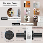 ThorBolt Fingerprint Door Knob, Keyless Door Knob with Keypad Biometric Electronic Thumbprint, Auto-Lock for Interior Doors for Bedroom, Home, Office, Garage, 4xAA Alkaline (NOT Included), MD1 Black