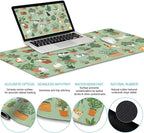 LIMKRIAN Cat Mouse Pad XXL Desk Mat Set, Green Ergonomic Mouse Pad with Wrist Rest, Large Gaming Mousepad Wrist Support Keyboard Mat Cup Coaster Set Cute Office Desk Decor Accessories