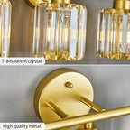 FDPBY Modern 3 Light Crystal Vanity Light, Gold Vertical Bathroom Light Fixture Over Mirror for Dressing Table Sink, Compatible with Dimmable Bulbs (Bulbs Not Included)