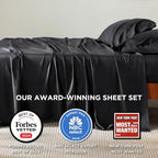 Bedsure Full Size Bed Sheets, Cooling Sheets, Rayon Derived from Bamboo, Breathable & Soft, Deep Pocket Up to 16 Inches, Hotel Luxury Silky Bedding for Hot Sleepers, Black