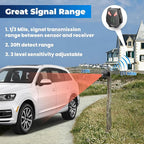 Solar Wireless Driveway Alarm Alert Outside 2000ft Range, Outdoor Motion Sensor & Detector Driveway Alert System with Rechargeable Battery/Weatherproof/Mute Mode/Expandable(1 Receiver and 2 sensors)