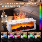 Fireplace Flame Air Diffuser Humidifier,7 Colors Aromatherapy Essential Oil Diffuser,Ultrasonic with Timer for Home,Bedroom,Office,Yoga (White Marble)