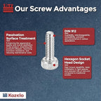Kozelo 100pcs Socket Head Cap Screws - [M1.6-0.35 x 6mm] 304 Stainless Steel Allen Socket Drive for Electrical Motor 3D Printing Fan Engine Replacement Use, Silver