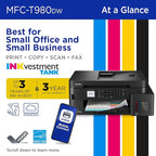 Brother INKvestment Tank 980 Wireless and Ethernet Color Inkjet All-in-One Printer with Multipurpose Tray | Includes up to 3 Years of Ink in-Box(1) and 3-Year Limited Warranty(2) (MFC-T980DW)