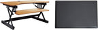 Rocelco 40" Large Height Adjustable Standing Desk Converter with Anti Fatigue Mat BUNDLE - Quick Sit Stand Up Computer Workstation Riser - Retractable Keyboard Tray - Black (R DADRT-40-MAFM)