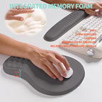 KUOSGM 2-in-1 Ergonomic Set, Wave Rise Keyboard Wrist Rest and Massage Bulge Slope Mouse Pad Wrist Support, Cushion Memory Foam Integrated to Relieve Wrist Pain, Deep Gray