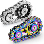 Valentines Day Gifts for Teens Boys Metal Fidget Spinner Toys for Adults Figette Bike Chain Roller Cool Gadgets ADHD Anxiety Stress Relief Items Figet Desk Offices EDC Men - Rainbow+Black