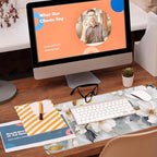 Eflxamz Desk Mat,White Gold Marble Desk Pad,White Flowers Golden Leaves Large Gaming Mouse Pad for Desk,Extended Big Computer Keyboard Mouse Pad with Non-Slip Base and Stitched Edge,31.5"x11.8"