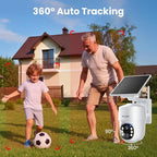 SOLIOM- 5MP Security Cameras Wireless Outdoor, No Subscription,4-Cam Pack, Solar Powered Home Security Camera with 360° Auto Tracking, Pan & Tilt, 3K Color Night Vision,5G & 2.4G Router Compatible