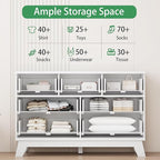 Xixini Fluted Dresser for Bedroom with 7 Drawers, 48" Wide Modern Chest of Drawers with Metal Handle, Wooden Dresser TV Stand, Wood Closet Clothes Storage Organizer for Living Room, Hallway, White