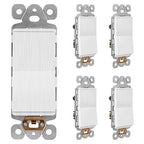 LIDER Brushed White Minimalist Design Decorator Switch, Frameless Paddle Wall Light Switch, On/Off Rocker Switch, 3-Way or Single Pole, Residential Grade, UL Listed, 3 Wire, 15A 120-277VAC, 5 Pack