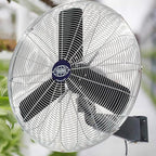 Global Industrial Commercial Wall Mount Fan, Fixed and Oscillating, 30" Diameter, 1/3 HP, 3 Speed, 8775 CFM at 1100 RPM, Tilting Head, For Indoor Use Only