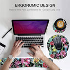 Keyboard Wrist Rest and Mouse Pad Wrist Support Set with Coasters,Non-Slip PU Base Ergonomic Gaming Mousepad for Home Office Working Studying Easy Typing & Pain Relief,Cactus