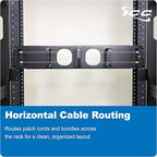 ICC 2U Ring Cable Manager Panel with Cover, Metal, 3" D-Rings, Horizontal Cable Management, Rackmount for 19” Network Racks, Black, 6-Pack