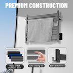K&KALONZO Towel Warmer for Bathroom, Wall-Mounted 5-Bar Heated Towel Rack with Built-in Timer, Waterproof Electric Towel Heater, Support Plug-in and Hardwired, Matte Black, EL18S