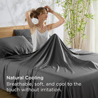 Bedsure Full Size Bed Sheets, Cooling Sheets, Rayon Derived from Bamboo, Breathable & Soft, Deep Pocket Up to 16 Inches, Hotel Luxury Silky Bedding for Hot Sleepers, Grey