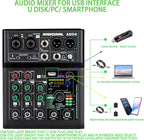 4 Channel Audio Mixer With Effects 88 Dsp Mixer Mixing Board Usb Interface Bluetooth Music Player + 48v Line Phantom Power Audio Mixer To Pc/Phone For Karaoke Record Livestream