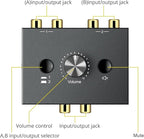 Y.D.F 2-Way Bi-Directional RCA Switch, HiFi AV L/R Sound Channel 1 in 2 Out or 2 in 1 Out, L/R Sound Channel Audio Switcher Splitter RCA Stereo Selector for DVD Stereo Speaker CD Player