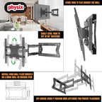 Physix 2080 Long Arm TV Wall Mount for 32-75'' Screens, Extension 32'', Heavy-Duty Max 88 lbs - Full Motion, Tilting & Swiveling, Max VESA 400x400