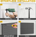 Ultrawall Metal Pegboard Panels, Pegboard Wall Organizer, Black Peg Boards for Wall, Garage Tool Storage Organization, 12"X16", 2pcs