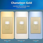 LIDER Motion Sensor Switch with Screwless Wall Plate, UL Listed, PIR Sensor Switch, Occupancy/Vacancy, No Neutral Required, Ground Wire Required, 1-Pole, Modern Smart Home, Gold