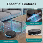 SereneLife Automatic Robot Vacuum Cleaner and Mop Combo, Pro Edition with Upgraded Battery, Extreme Suction, Internal Water Tank - Smart App Control, Ideal for Pet Hair, Carpet and Hard Floors, Black