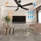 SMAAIR Smart Ceiling Fan with Light, 56inch Indoor and Outdoor ceiling fan with Remote, Compatible with Alexa/Google Assistant/Siri Shortcut, App control with Timer and Schedule(Walnut/Light Wood)