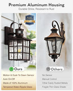 VIANIS ORB Motion Sensor Outdoor Lights Wall Mount, Dusk to Dawn Waterproof Exterior Lantern for House, Oil Rubbed Bronze Anti-Rust Garage Sconce Outside for Door, Garage, Entryway, Hallway