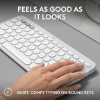 Logitech Pebble Keys 2 K380s, Multi-Device Bluetooth Wireless Keyboard with Customizable Shortcuts, Slim and Portable, Easy-Switch for Windows, macOS, iPadOS, Android, Chrome OS - Tonal White