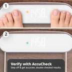 Greater Goods AccuCheck Digital Scale for Body Weight - Accurate Digital Bathroom Scale with High-Precision Sensors, Large Easy-to-Read Backlit Display, 400 lb Capacity, Auto Step-On (Clear)